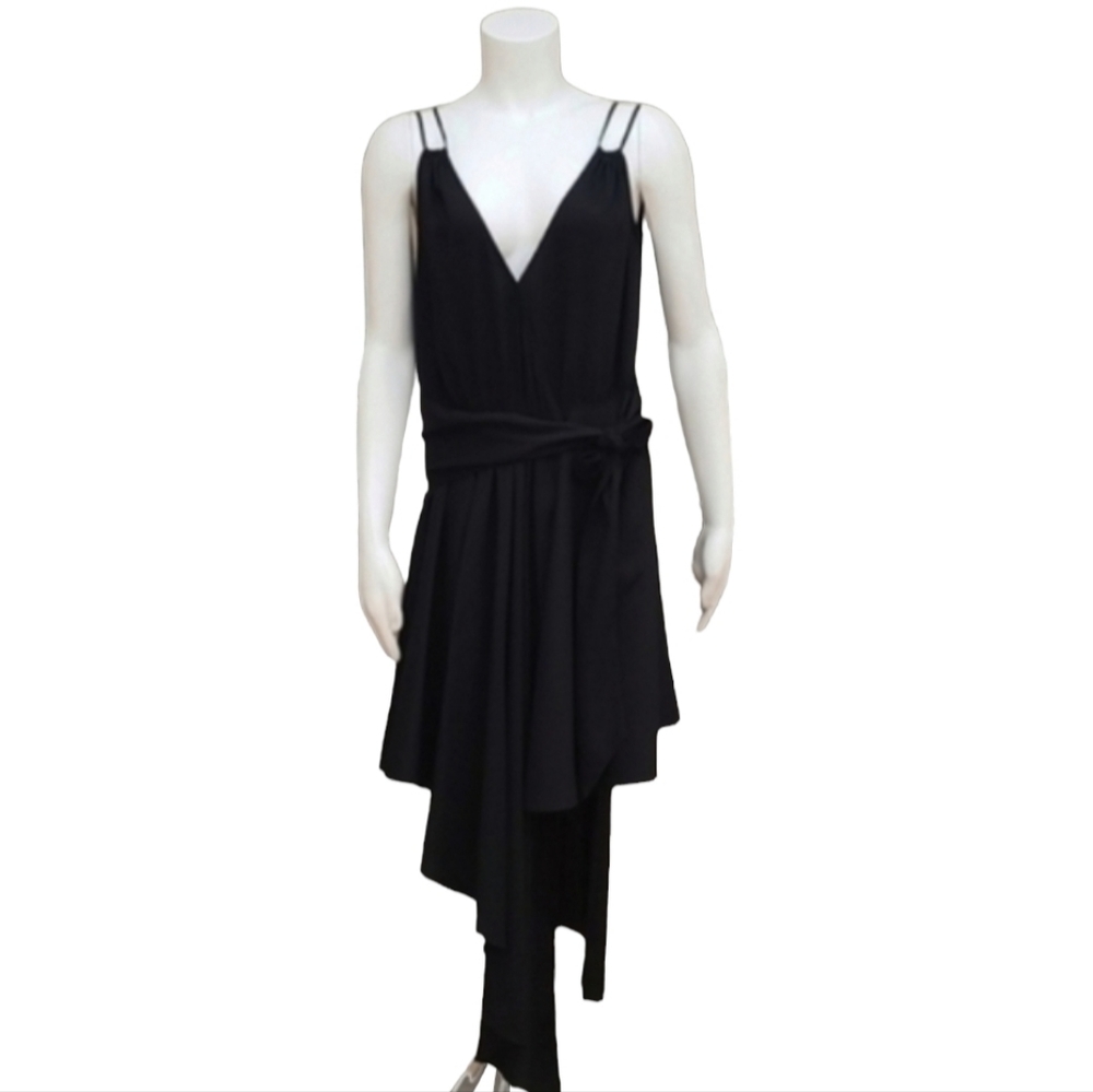 GUESS by MARCIANO Black Asymmetrical Wrap Dress Size M Goth Punk Y2K Bodycon Alt - Picture 8 of 16
